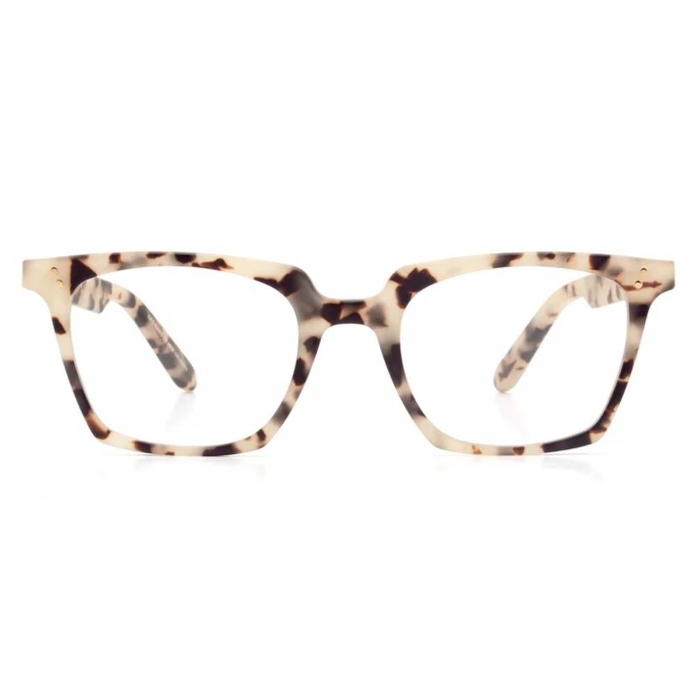 Tortoiseshell Square Frame Glasses - Cream & Brown